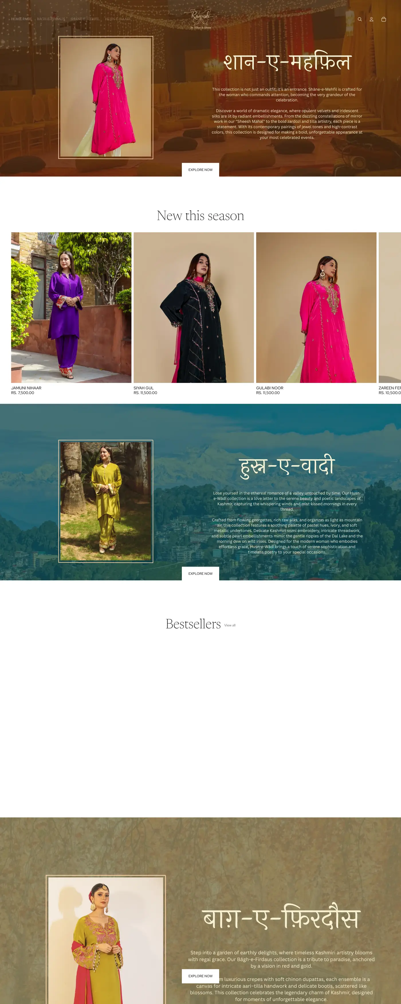 Rawish Designs homepage, scrolled