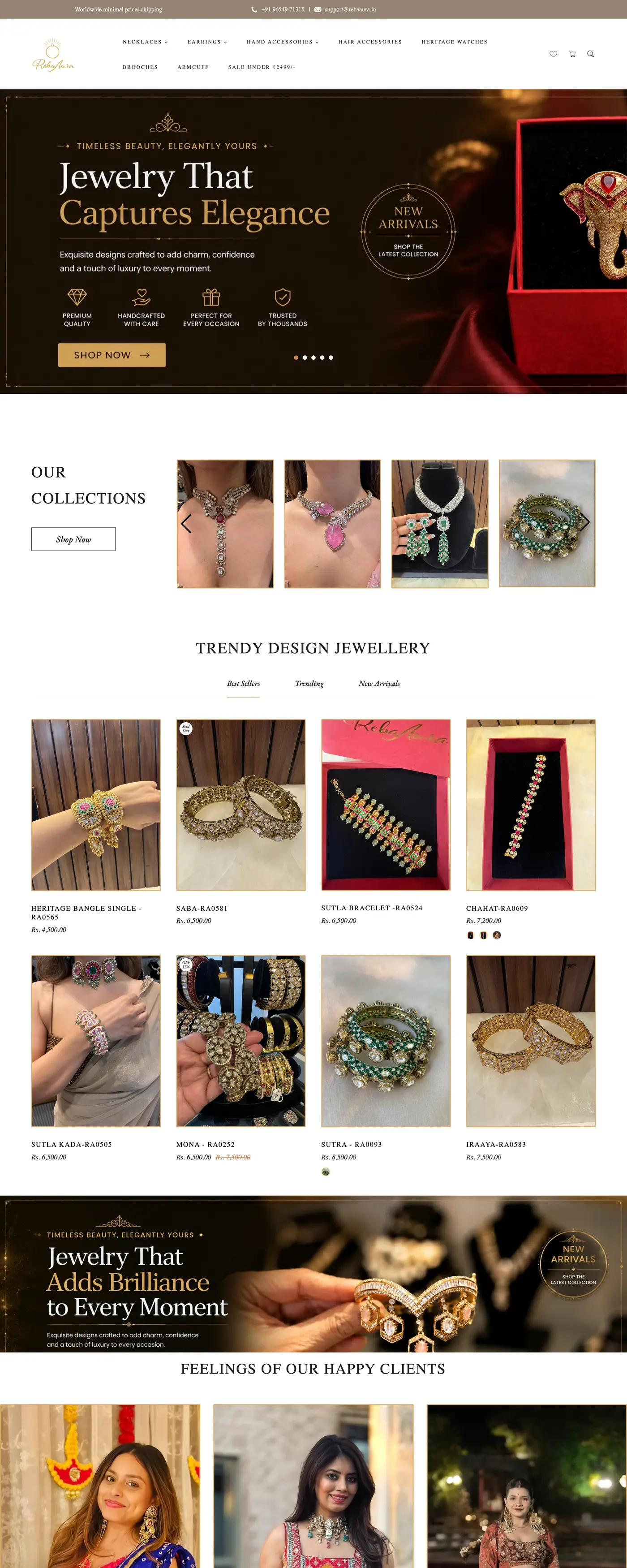 Reba Aura homepage, scrolled